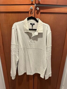 PAIGE Men's Long-Sleeve Polo in Light Beige/Cream